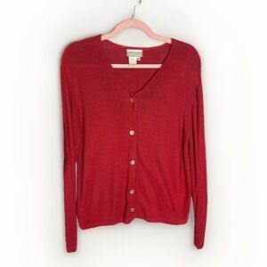 Vtg 100% Rayon Coldwater Creek V-Neck  Cardigan Shell Mother Of Pearl Buttons M